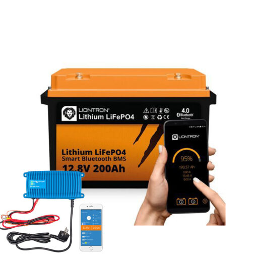 LIONTRON LiFePO4 12,8V 200Ah LX Arctic Smart BMS mit Bluetooth - Marine IP67 inkl. Victron Blue Smart IP67 Ladegerät 12/25(1+si) 230V