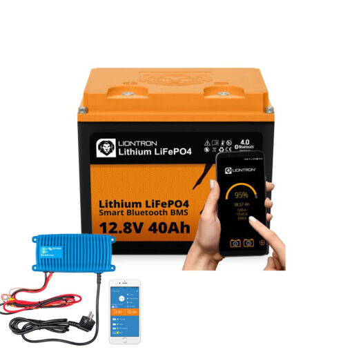 LIONTRON LiFePO4 12,8V 40Ah LX smart BMS mit Bluetooth - IP65 inkl. Victron Blue Smart IP67 Ladegerät 12/25(1+si) 230V