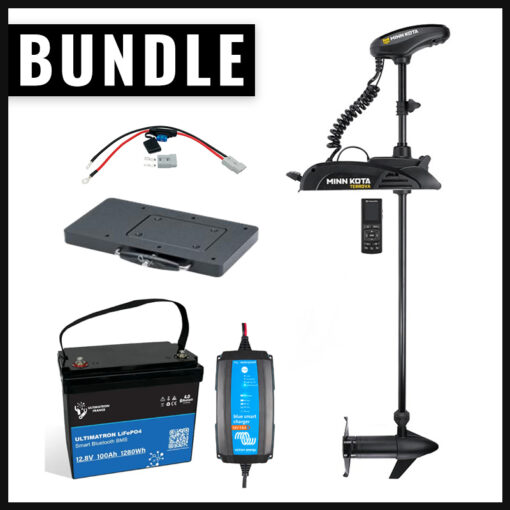 BUNDLE - Minn Kota Terrova 55 FL 12V 54" 137cm ohne Fußpedal - Inklusive Fernbedienung, Ultimatron 12V100Ah Akku mit Ladegerät, MKA-21 Montageplattform und TMCT QuickConnect 60A E-Motor