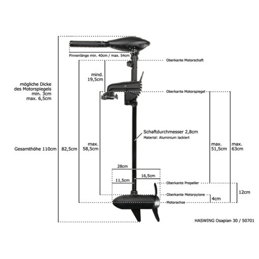 Haswing Osapian 30 Elektro Außenborder 360W 12V schwarz