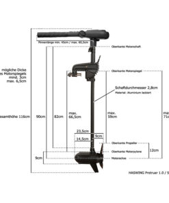 Haswing Protruar 1.0 mit 600 Watt / 12 Volt / 65 lbs Elektro-Aussenborder Langschaft