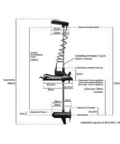 Haswing Cayman-B 80 D GPS V1.6 Elektro Bugmotor  / 1080W 24V / fernsteuerbar / 152cm Schaft
